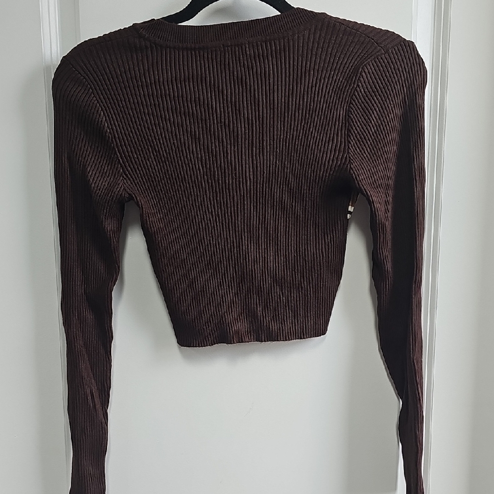 Garage Chocolate Ribbed Knit Top - Picture 3 of 4